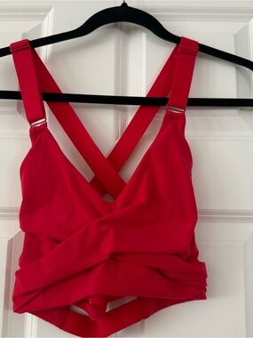 BuffBunny Red Crisscross Wrap-Front Sports Bra